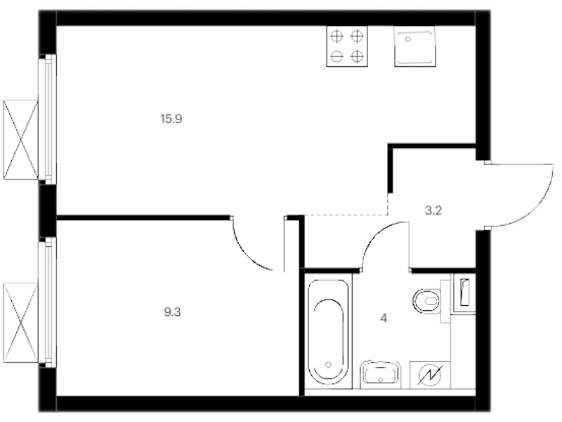 1-комнатная квартира 32.4 м², 10/12 эт., ЖК «Витебский парк»